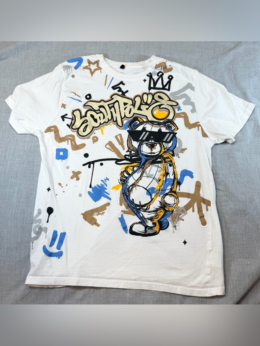 Southpole White Tee with Black Logo Print